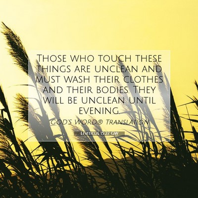 Picture 07 - Leviticus 15:27 GW - Those who touch these things are unclean and must - Bible Verse Picture
