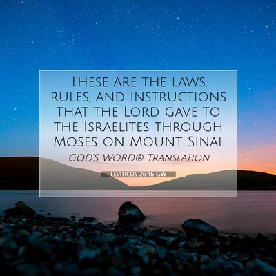 Picture 07 - Leviticus 26:46 GW - These are the laws, rules, and instructions that - Bible Verse Picture