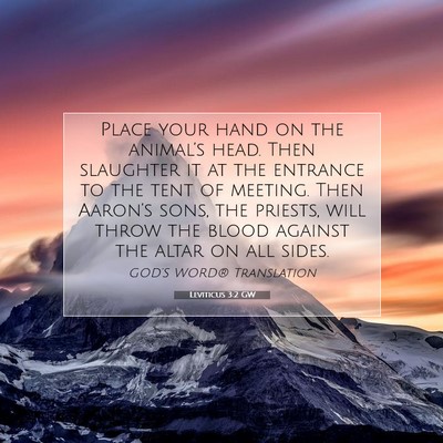 Picture 07 - Leviticus 3:2 GW - Place your hand on the animal’s head. Then - Bible Verse Picture