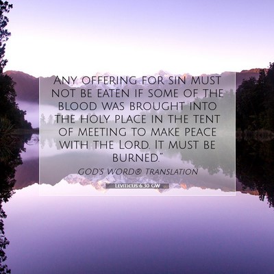 Picture 07 - Leviticus 6:30 GW - Any offering for sin must not be eaten if some of - Bible Verse Picture