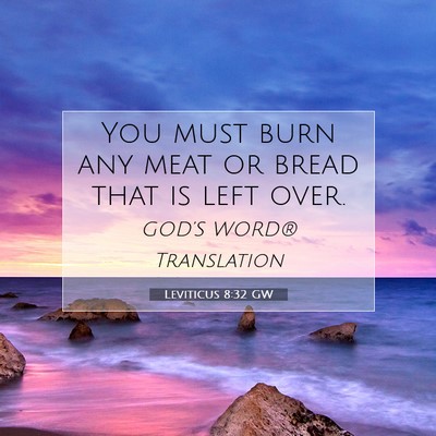 Picture 07 - Leviticus 8:32 GW - You must burn any meat or bread that is left - Bible Verse Picture