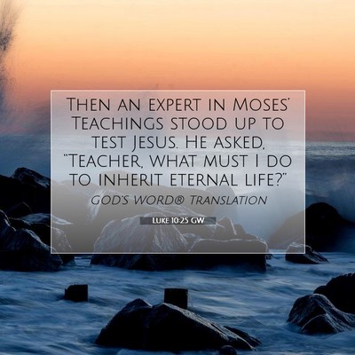 Picture 07 - Luke 10:25 GW - Then an expert in Moses’ Teachings stood up to - Bible Verse Picture