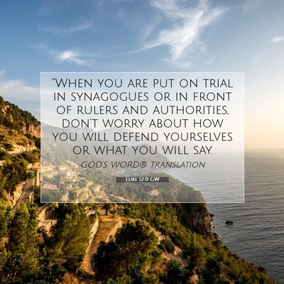 Picture 07 - Luke 12:11 GW - “When you are put on trial in synagogues or in - Bible Verse Picture