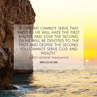 Picture 07 - Luke 16:13 GW - “A servant cannot serve two masters. He will - Bible Verse Picture