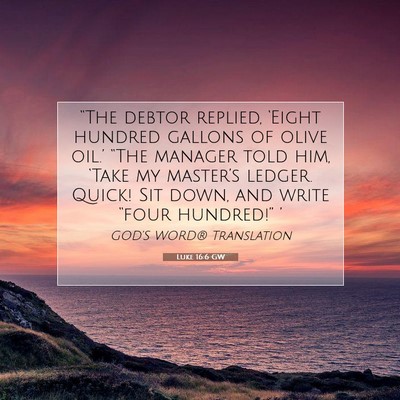 Picture 07 - Luke 16:6 GW - “The debtor replied, ‘Eight hundred gallons - Bible Verse Picture