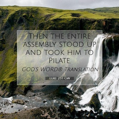 Picture 07 - Luke 23:1 GW - Then the entire assembly stood up and took him to - Bible Verse Picture