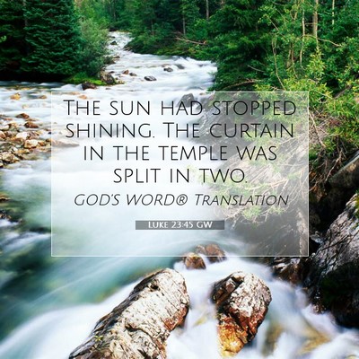 Picture 07 - Luke 23:45 GW - The sun had stopped shining. The curtain in the - Bible Verse Picture