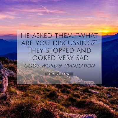 Picture 07 - Luke 24:17 GW - He asked them, “What are you discussing?” - Bible Verse Picture