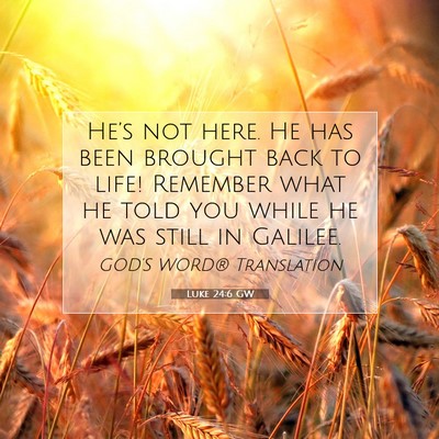 Picture 07 - Luke 24:6 GW - He’s not here. He has been brought back to - Bible Verse Picture
