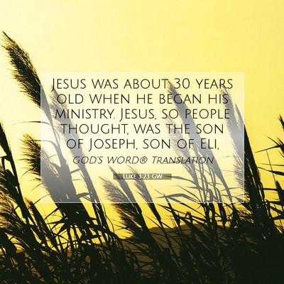 Picture 07 - Luke 3:23 GW - Jesus was about 30 years old when he began his - Bible Verse Picture