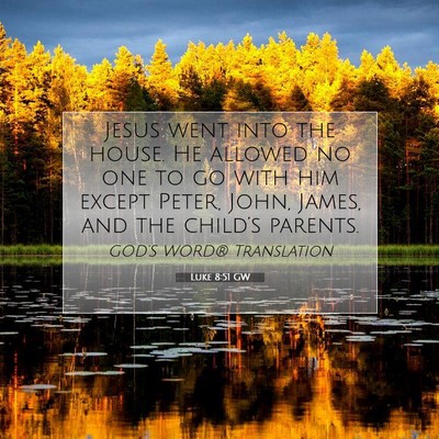Picture 07 - Luke 8:51 GW - Jesus went into the house. He allowed no one to - Bible Verse Picture