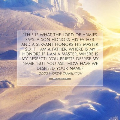 Picture 07 - Malachi 1:6 GW - “This is what the Lord of Armies says: A son - Bible Verse Picture