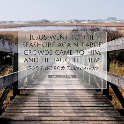 Picture 07 - Mark 2:13 GW - Jesus went to the seashore again. Large crowds - Bible Verse Picture