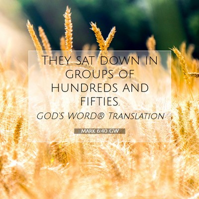 Picture 07 - Mark 6:40 GW - They sat down in groups of hundreds and - Bible Verse Picture