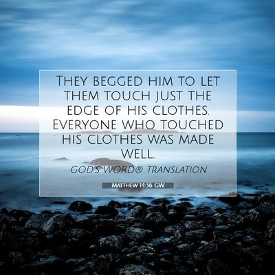 Picture 07 - Matthew 14:36 GW - They begged him to let them touch just the edge - Bible Verse Picture