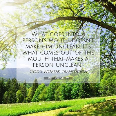 Picture 07 - Matthew 15:11 GW - What goes into a person’s mouth doesn’t make - Bible Verse Picture