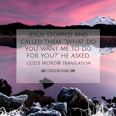 Picture 07 - Matthew 20:32 GW - Jesus stopped and called them. “What do you - Bible Verse Picture