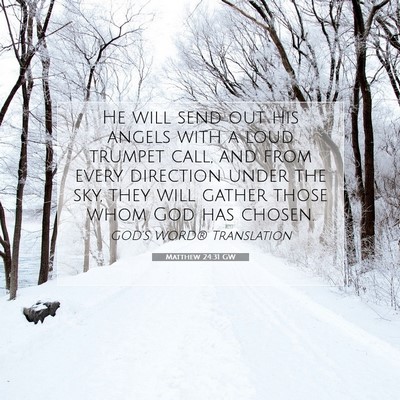 Picture 07 - Matthew 24:31 GW - He will send out his angels with a loud trumpet - Bible Verse Picture