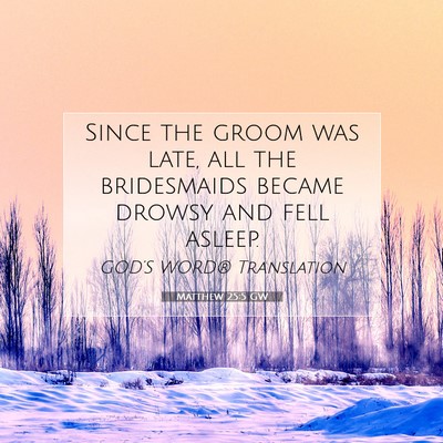 Picture 07 - Matthew 25:5 GW - Since the groom was late, all the bridesmaids - Bible Verse Picture
