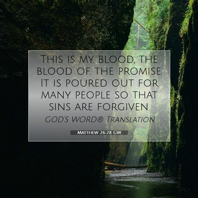 Picture 07 - Matthew 26:28 GW - This is my blood, the blood of the promise. It is - Bible Verse Picture