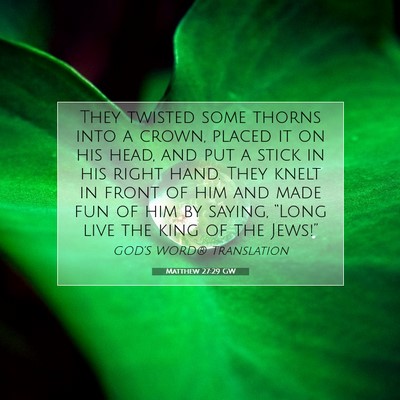 Picture 07 - Matthew 27:29 GW - They twisted some thorns into a crown, placed it - Bible Verse Picture