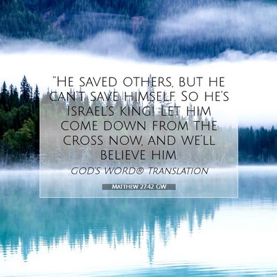 Picture 07 - Matthew 27:42 GW - “He saved others, but he can’t save himself. - Bible Verse Picture