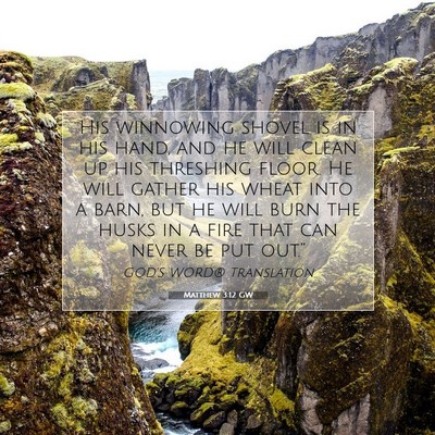 Picture 07 - Matthew 3:12 GW - His winnowing shovel is in his hand, and he will - Bible Verse Picture