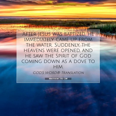 Picture 07 - Matthew 3:16 GW - After Jesus was baptized, he immediately came up - Bible Verse Picture
