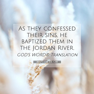 Picture 07 - Matthew 3:6 GW - As they confessed their sins, he baptized them in - Bible Verse Picture