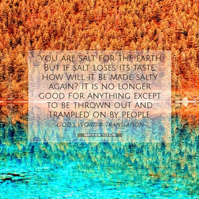 Picture 07 - Matthew 5:13 GW - “You are salt for the earth. But if salt loses - Bible Verse Picture