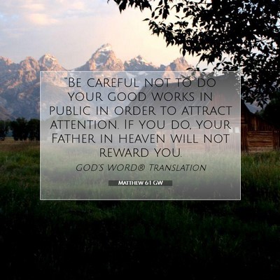 Picture 07 - Matthew 6:1 GW - “Be careful not to do your good works in public - Bible Verse Picture