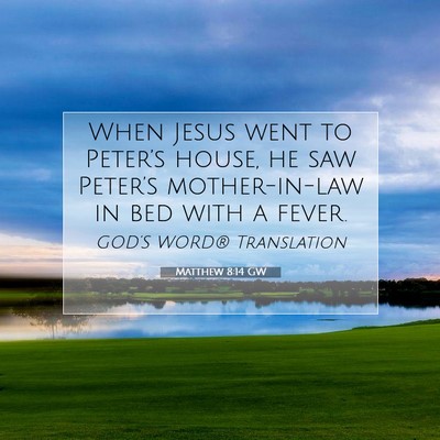 Picture 07 - Matthew 8:14 GW - When Jesus went to Peter’s house, he saw - Bible Verse Picture