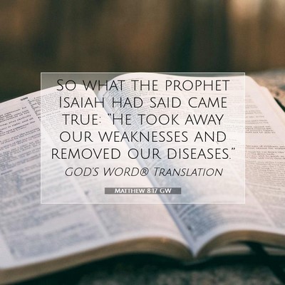 Picture 07 - Matthew 8:17 GW - So what the prophet Isaiah had said came true: - Bible Verse Picture
