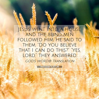 Picture 07 - Matthew 9:28 GW - Jesus went into a house, and the blind men - Bible Verse Picture