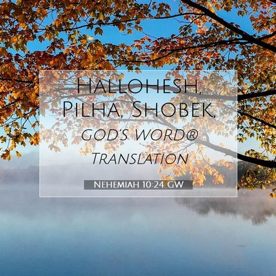 Picture 07 - Nehemiah 10:24 GW - Hallohesh, Pilha, - Bible Verse Picture