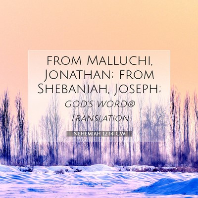 Picture 07 - Nehemiah 12:14 GW - from Malluchi, Jonathan; from Shebaniah, - Bible Verse Picture