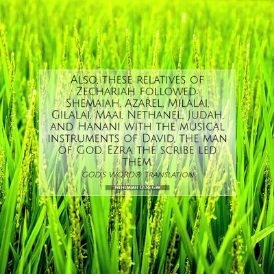 Picture 07 - Nehemiah 12:36 GW - Also, these relatives of Zechariah followed: - Bible Verse Picture
