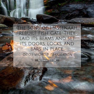 Picture 07 - Nehemiah 3:3 GW - The sons of Hassenaah rebuilt Fish Gate. They - Bible Verse Picture