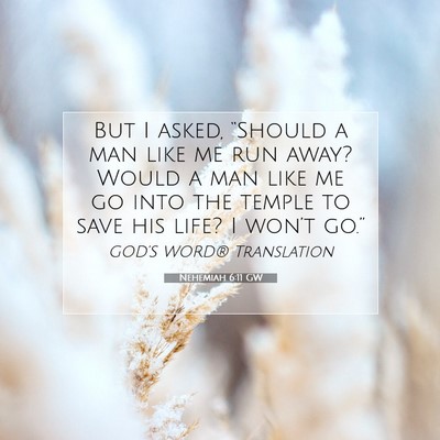 Picture 07 - Nehemiah 6:11 GW - But I asked, “Should a man like me run away? - Bible Verse Picture