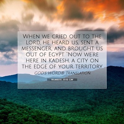 Picture 07 - Numbers 20:16 GW - When we cried out to the Lord, he heard us, sent - Bible Verse Picture