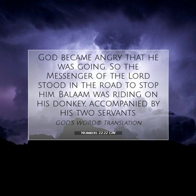 Picture 07 - Numbers 22:22 GW - God became angry that he was going. So the - Bible Verse Picture