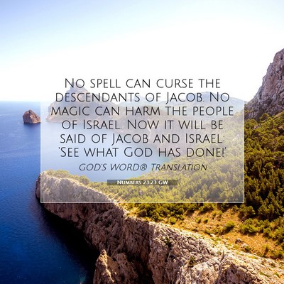 Picture 07 - Numbers 23:23 GW - No spell can curse the descendants of Jacob. No - Bible Verse Picture