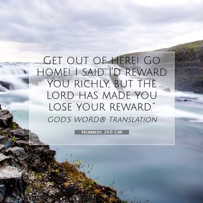 Picture 07 - Numbers 24:11 GW - Get out of here! Go home! I said I’d reward you - Bible Verse Picture