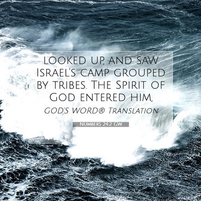 Picture 07 - Numbers 24:2 GW - looked up, and saw Israel’s camp grouped by - Bible Verse Picture