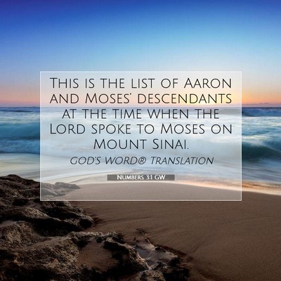 Picture 07 - Numbers 3:1 GW - This is the list of Aaron and Moses’ - Bible Verse Picture