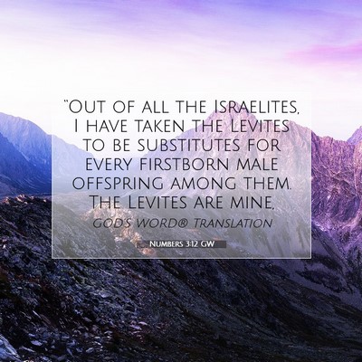 Picture 07 - Numbers 3:12 GW - “Out of all the Israelites, I have taken the - Bible Verse Picture