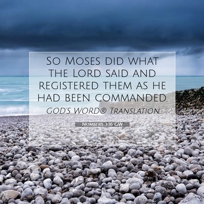 Picture 07 - Numbers 3:16 GW - So Moses did what the Lord said and registered - Bible Verse Picture