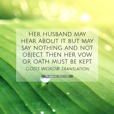 Picture 07 - Numbers 30:11 GW - Her husband may hear about it but may say nothing - Bible Verse Picture