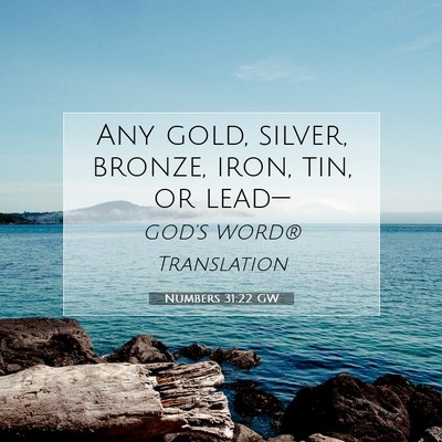 Picture 07 - Numbers 31:22 GW - Any gold, silver, bronze, iron, tin, or - Bible Verse Picture