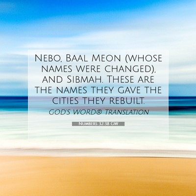 Picture 07 - Numbers 32:38 GW - Nebo, Baal Meon (whose names were changed), and - Bible Verse Picture